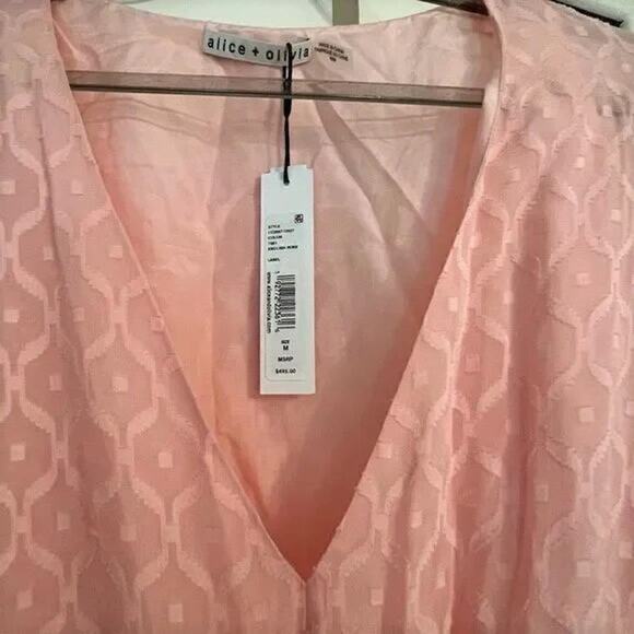 (60% OFF) Nwt Alice & Olivia Esmeralda Silk Blend Side Slit Midi Dress Medium - Picture 6 of 7